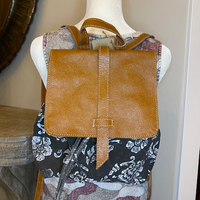 Flower and Leather Backpack