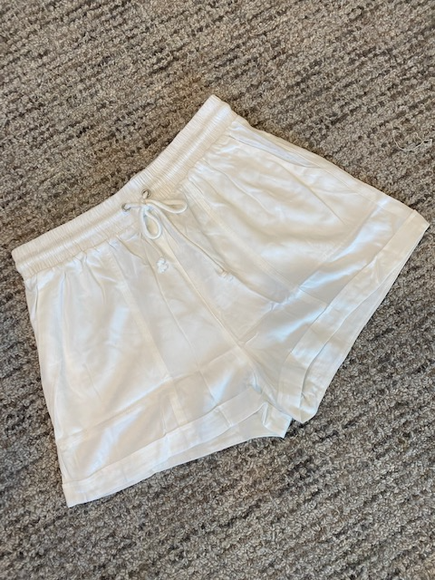 White Rayon Twill Shorts