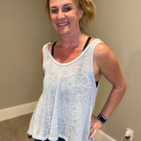 Sage Knit Sheer Tank