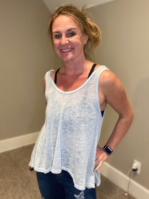 Sage Knit Sheer Tank