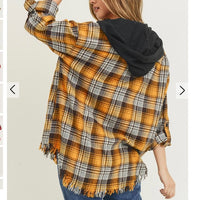
              Yellow Hooded Plaid Shirt
            