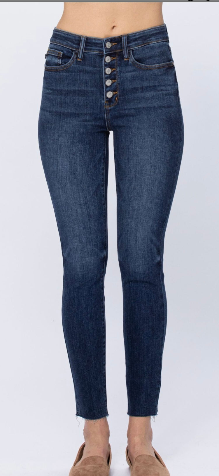Judy Blue Button Fly Cut Off Skinny