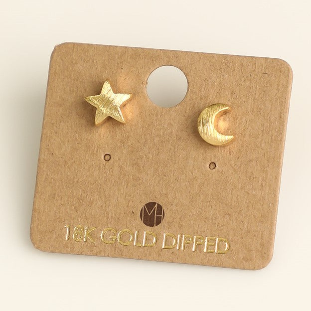 Moon & Star Stud Earrings