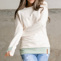 Sidezip Pullover in Ivory & Mint