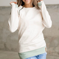 
              Sidezip Pullover in Ivory & Mint
            