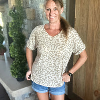 
              Taupe Animal Print Top
            